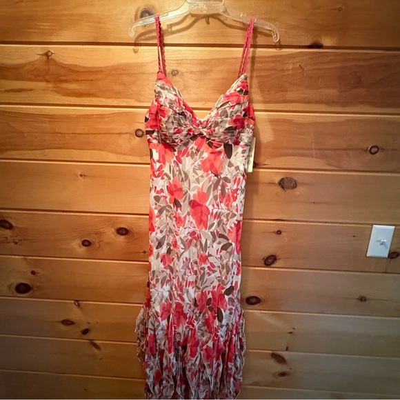 Sangria Pink and Cream Asymmetrical Sundress - Picture 2 of 11